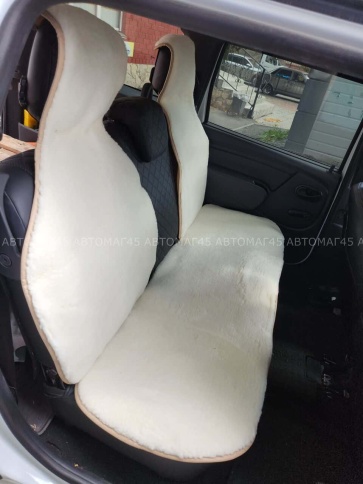 Рус Автотренд  Накидка  задний ряд короткий ворс белый шерсть 70% комплект 3шт Рус    фото 2