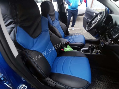 Динас  чехлы универсальные экокожа черный синий комплект    фото 2