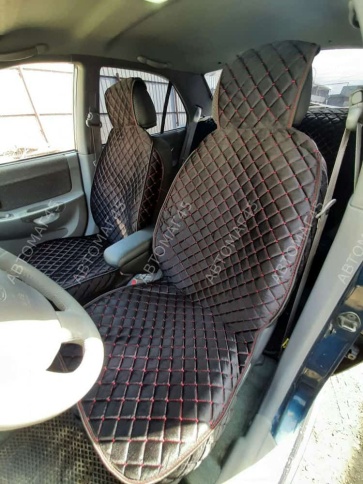 Гелакси  Накидки на сиденье универсальные велюр передние черные с боками с красной ниткой 1шт  фото 2