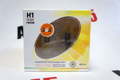 SVS  лампа H1 Yellow 12V 55W 3000K 2шт    фото 3