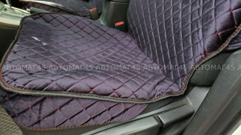 Гелакси  Накидки на сиденье на силиконе велюр черные с красной ниткой 2шт  фото 3