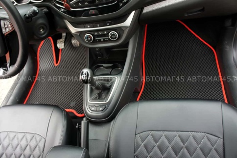 EVA ЭВА  коврики в салон LADA Vesta Веста Vesta SW SW Cross NG черные красный кант рис ромб комп 5шт фото 6