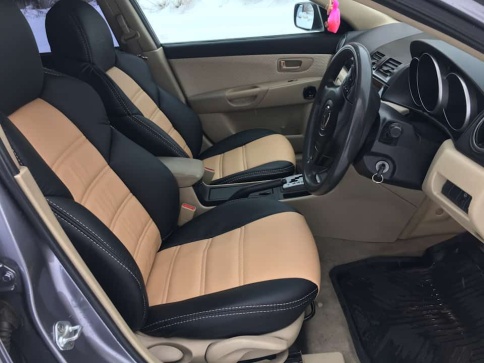 Экстрим  чехлы универсальные экокожа черный бежевый комплект    фото 1