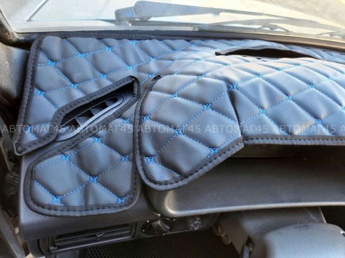 Накидка на панель ВАЗ 2114 2115 только европанель с синей ниткой экокожа фото 6