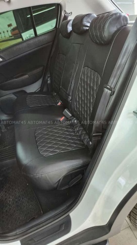Авточехлы  Kia Sportage Киа Спортаж 2016-10.2022г 4 пок экокожа черная красная нить ромб    фото 12