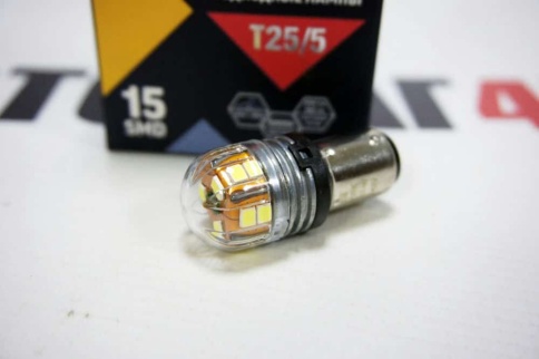 Маяк  лампа светодиодная T25/5 21W 15 SMD с цоколем 5000K 420Lm двухконтактная белая 2шт    фото 3