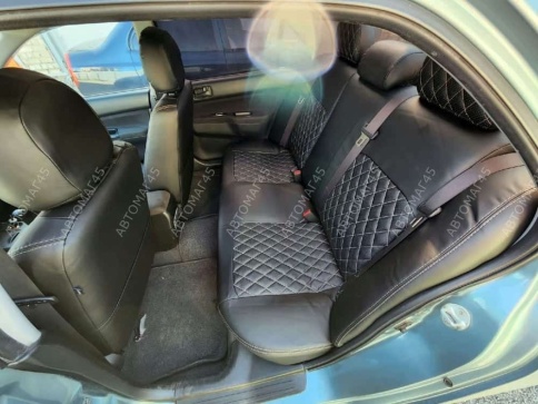 Авточехлы  Mitsubishi Lancer 9 Мицубиси Лансер 9 2003-2010г экокожа черная серая нить ромб седан   фото 10