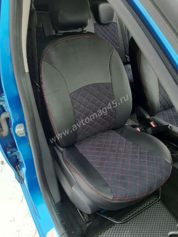 Авточехлы  Renault Duster до 2015г Sandero S.Stepway до 15г 2/3 Terrano 14-16г экокожа альк чер ромб фото 4