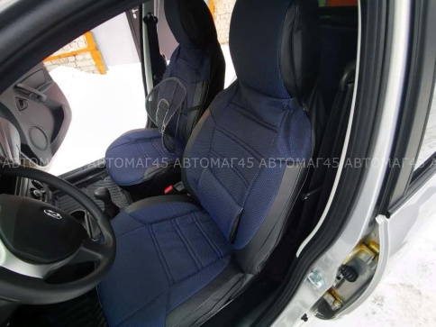 Авточехлы  Лада Granta Гранта до 08.2018г 1/1 2/3 жаккард синий    фото 8