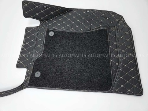 Ковры  5D экокожа Toyota Land Cruiser Prado 150 с 09-18г черный с беж.ниткой+ворс компл Like АКЦИЯ!  фото 12