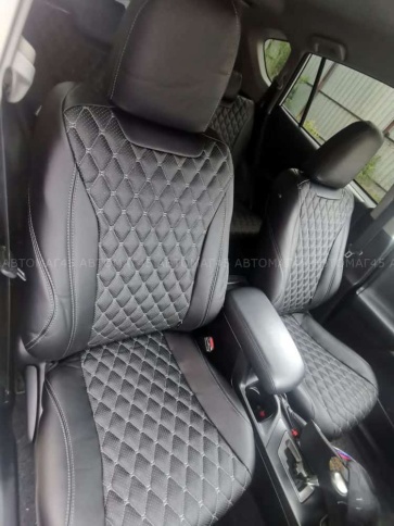 Авточехлы  Toyota RAV4 Тойота Рав4 2012-2019г XA40 экокожа черный модель Байрон    фото 6