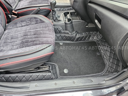 C2R Коврики 5D экокожа Лада Гранта Lada Granta 2011-2026г черный с черной ниткой+ворс комплект фото 4