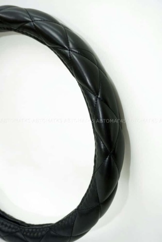 Maximal  оплетка руля кожа черная ромб черная нитка размер 37-39см R-01-BLBL   фото 4