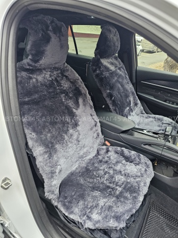 Fentow Накидки  короткий ворс мутон серый с юбкой премиум 146х55см 2шт    фото 4