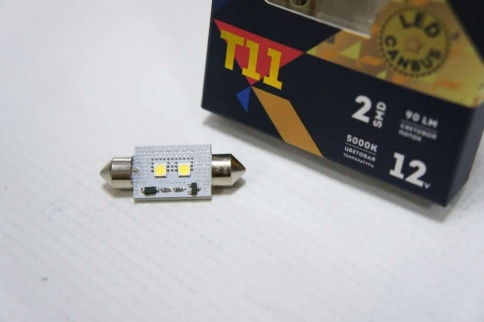 Маяк  лампа светодиодная С10W T11 36мм 2 SMD 5000K 85Lm 1 шт    фото 3