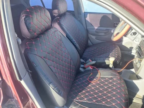 PSV Graf Next чехлы универсальные экокожа черный черный красная нить ромб комплект    фото 1