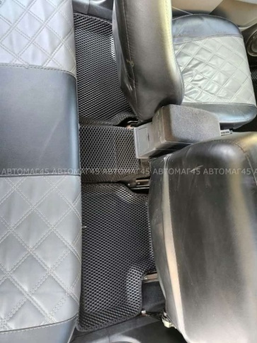 EVA ЭВА 3D коврики в салон Лада Приора ВАЗ 2110 черный рисунок ромб комплект 5шт CITY Press форма  фото 6