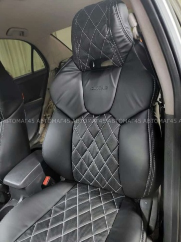 Динас  чехлы универсальные LAMBO экокожа Ромбы черный черный комплект    фото 4