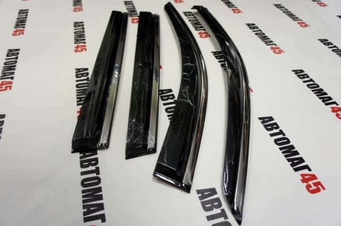 Дефлекторы окон Toyota RAV4 XA50 Тойота РАВ4 ХА50 2018-2025г с хромом комплект 4шт    фото 4