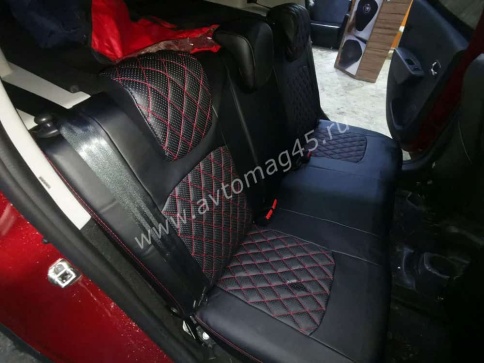 Авточехлы  Renault Logan Stepway с 2013г Renault Sandero Stepway с 2015г 2/3 экокожа черный ромб фото 8