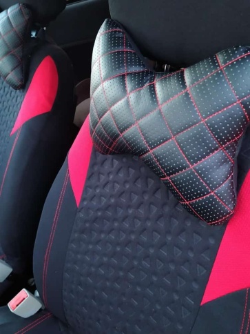 Skyway Подушка  под шею экокожа черный ромб фото 4