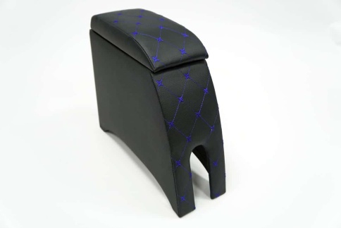 Подлокотник  ВАЗ 2101 2107 черный с синей ниткой ромб экокожа эко    фото 2