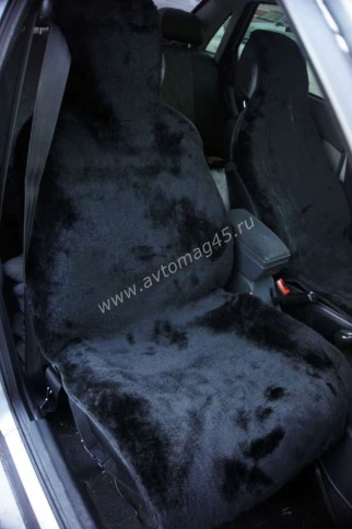 Накидка  на сиденье короткий ворс черный шерсть 40% 145х55см 1шт  фото 11