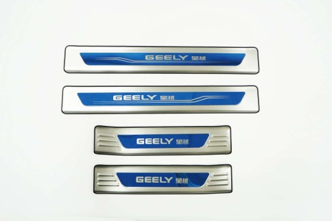 Накладки на внутр пороги Geely Tugella 2019-2024г широкие алюминий 4шт фото 1