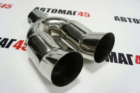 Насадка  на глушитель ZXQ-512 нержавеющая сталь двойная скошенная    фото 1