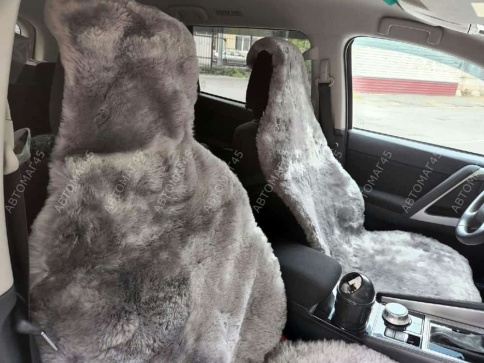 Рус Автотренд  Накидки короткий ворс мутон серый 140x55 2шт    фото 3