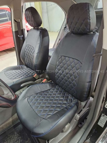 Авточехлы  Chevrolet Cobalt Кобальт 13-22г / Ravon Равон R4 16-20г экокожа черная ромб    фото 9