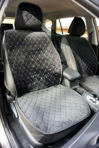 Чехлы  накидки на сиденье вельвет черный с бежевой/белой ниткой комплект 5шт    фото 9