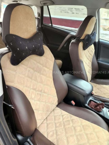 Maximal Подушка косточка под шею велюр черная с бежевой ниткой 26х19см 1шт    фото 4