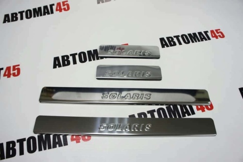 LIDER  Накладки на пороги  Hyundai Solaris 2017-2022г 4 шт нержавейка    фото 3