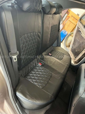 Авточехлы  Nissan X-Trail Ниссан Х-Трейл 2007-2014г кузов T31 экокожа черная серая нить ромб    фото 2