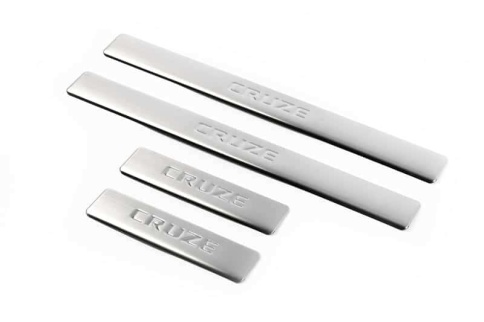 LIDER  Накладки на пороги  Chevrolet Cruze Шевроле Круз 2008-2015г 4 шт нержавейка    фото 2