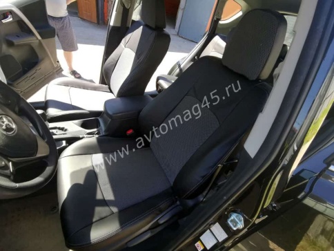 Авточехлы  Toyota RAV4 Тойота Рав4 2012-2019г XA40 экокожа черная и жаккард    фото 1