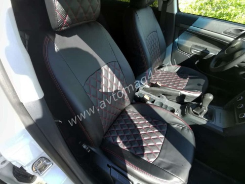 Авточехлы  Skoda Octavia А7 Шкода Октавиа А7 2013-2020г экокожа черная ромб    фото 6