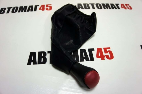 Skyway  Ручка КПП с чехлом ВАЗ 2101 2107 экокожа черно-красная    фото 1