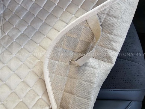 Автотренд  Накидки на сиденье на силиконе без боков велюр бежевый 2шт    фото 5