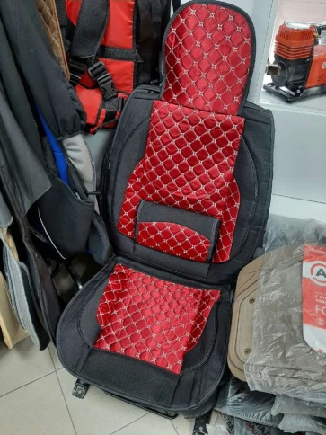 Чехлы  накидки на сиденье велюр форма 2Д черно-красный комплект 5шт    фото 1