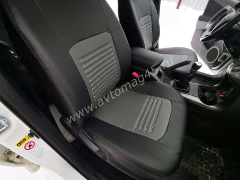 Авточехлы  Toyota RAV4 Тойота Рав4 2006-2012г XA30 экокожа черно-серая    фото 2