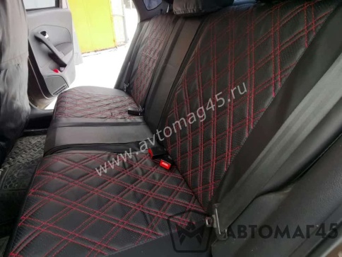 Экстрим  чехлы универсальные экокожа черный черный и красная нить ромб комплект    фото 2