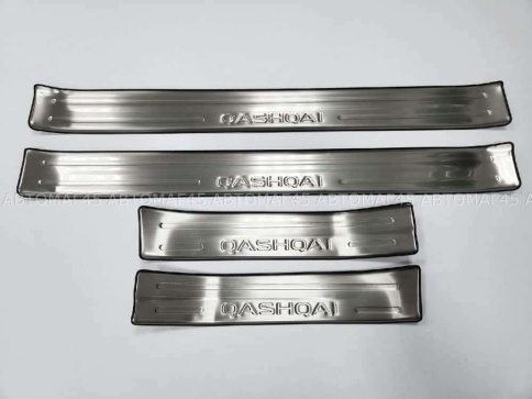 Накладки на внутр пороги Nissan Qashqai Ниссан Кашкай J11 2013-2022г широкие алюминий 4шт фото 4