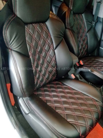 Экстрим  чехлы универсальные экокожа черный черный и красная нить ромб комплект    фото 13