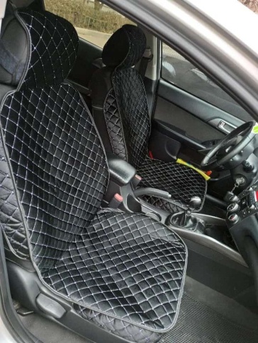 Гелакси  Накидки на сиденье универсальные велюр передние черные с боками с белой ниткой  1шт  фото 14