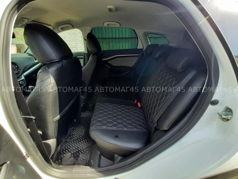 Авточехлы  Lada Vesta Лада Веста седан SW SW Cross экокожа черная с серой ниткой соты    фото 3