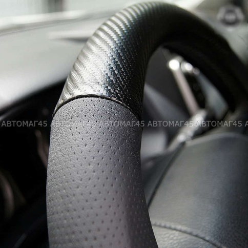 Maximal  оплетка руля экокожа перфорация+карбон черная размер 37-39см SC01BL-BL фото 2