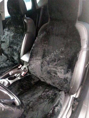 Накидка  на сиденье короткий ворс черный шерсть 40% 145х55см 1шт  фото 13