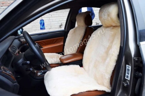 Накидки  короткий ворс бежевый персик на коже 140х55см 2шт    фото 1